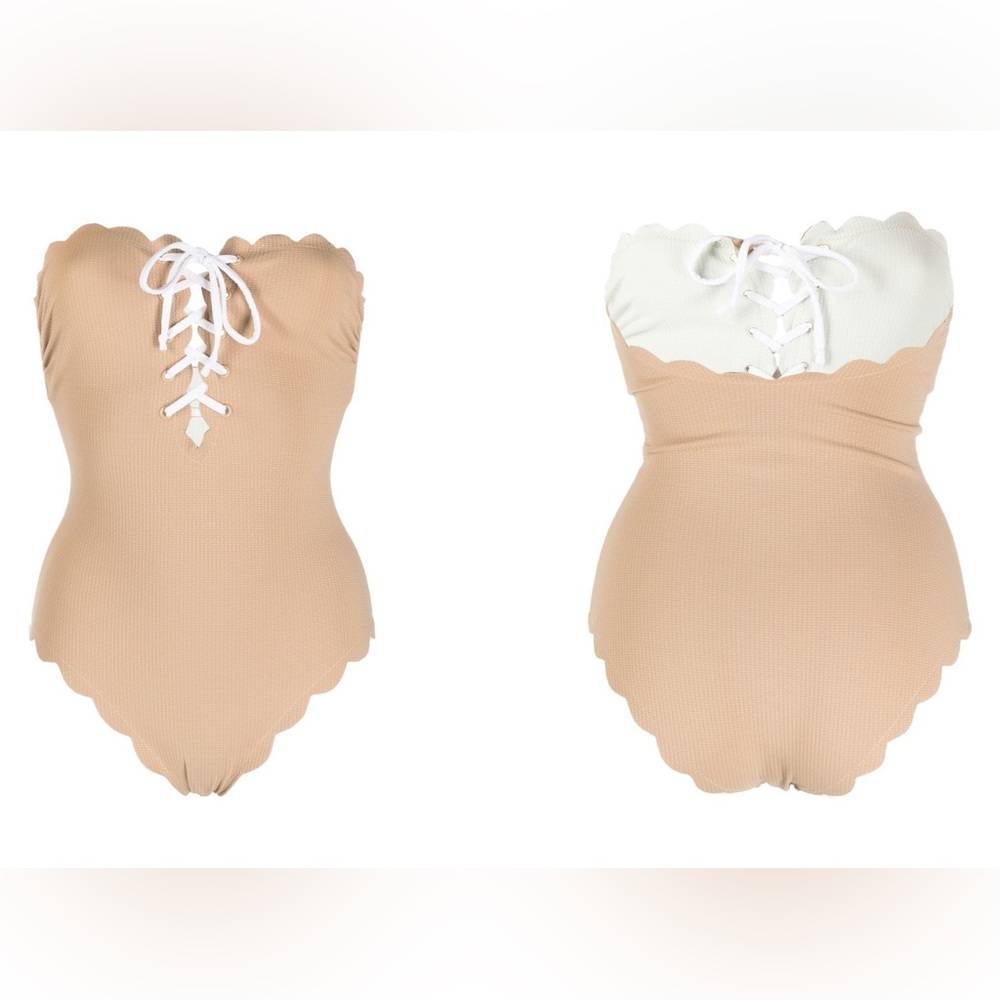 Marysia lace-up strapless swimsuit (reversible)